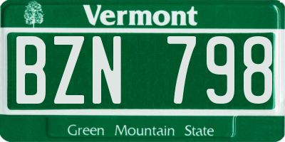 VT license plate BZN798