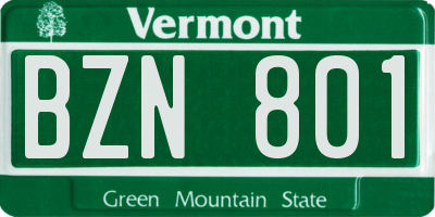 VT license plate BZN801