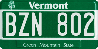 VT license plate BZN802