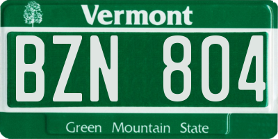 VT license plate BZN804