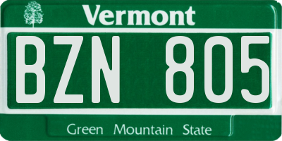 VT license plate BZN805