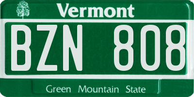 VT license plate BZN808