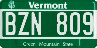 VT license plate BZN809