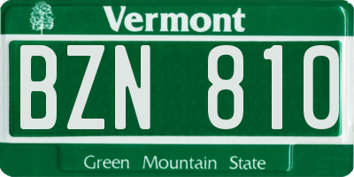 VT license plate BZN810
