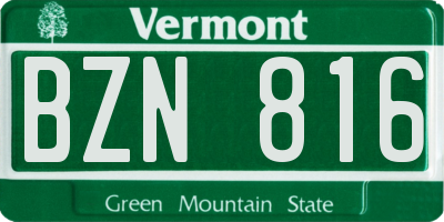 VT license plate BZN816