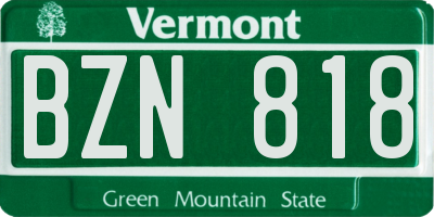 VT license plate BZN818