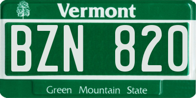 VT license plate BZN820