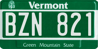 VT license plate BZN821