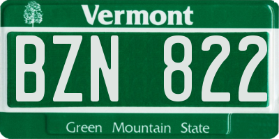 VT license plate BZN822