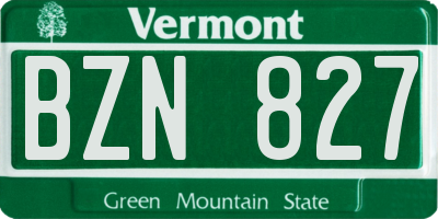 VT license plate BZN827