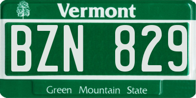 VT license plate BZN829