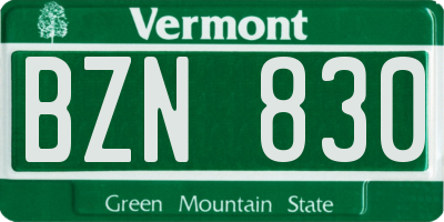 VT license plate BZN830
