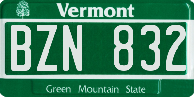 VT license plate BZN832