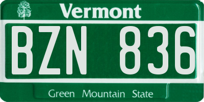 VT license plate BZN836
