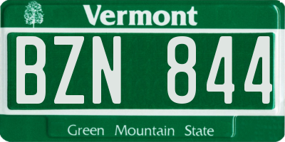 VT license plate BZN844