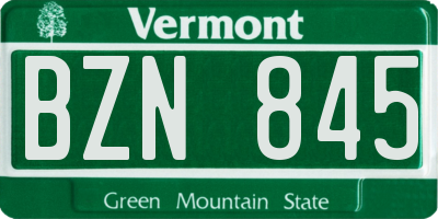 VT license plate BZN845