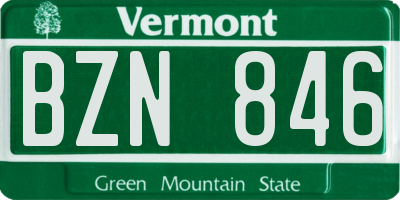 VT license plate BZN846