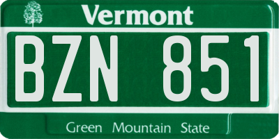 VT license plate BZN851