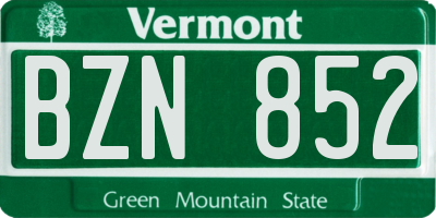 VT license plate BZN852