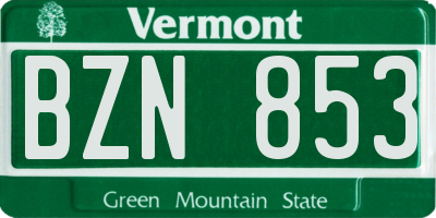 VT license plate BZN853