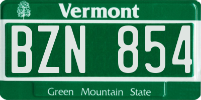 VT license plate BZN854
