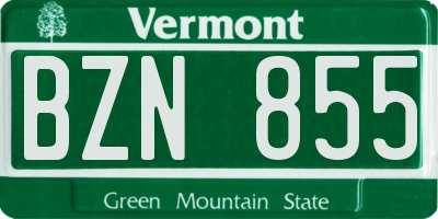VT license plate BZN855
