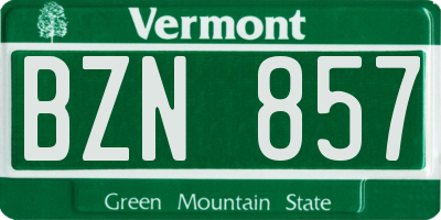 VT license plate BZN857