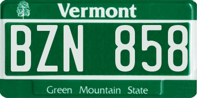 VT license plate BZN858