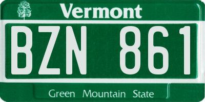 VT license plate BZN861