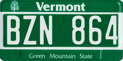 VT license plate BZN864