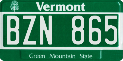 VT license plate BZN865