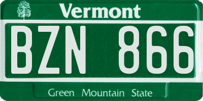 VT license plate BZN866