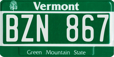 VT license plate BZN867