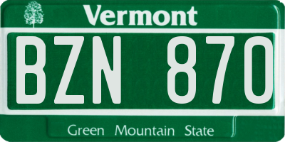 VT license plate BZN870