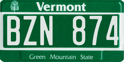 VT license plate BZN874