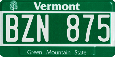 VT license plate BZN875
