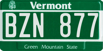 VT license plate BZN877