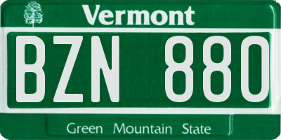 VT license plate BZN880