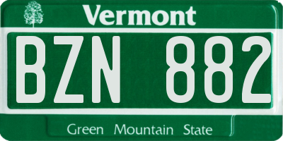 VT license plate BZN882