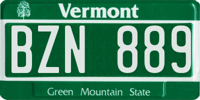 VT license plate BZN889
