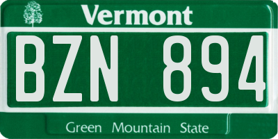 VT license plate BZN894