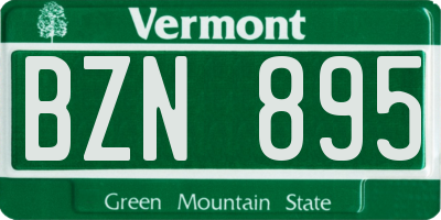VT license plate BZN895
