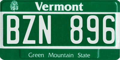 VT license plate BZN896