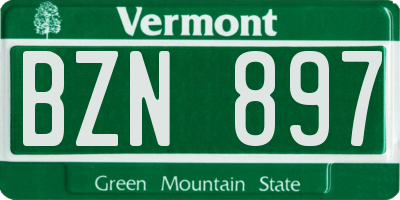 VT license plate BZN897