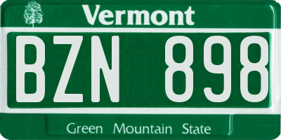 VT license plate BZN898