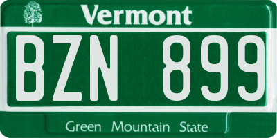 VT license plate BZN899
