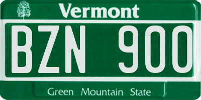 VT license plate BZN900