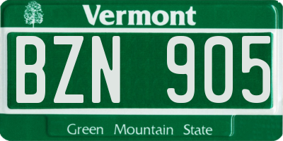 VT license plate BZN905