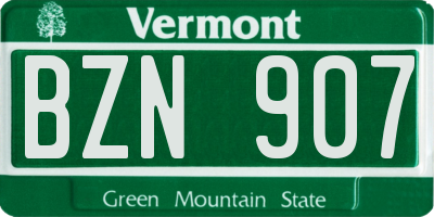 VT license plate BZN907