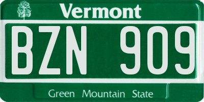 VT license plate BZN909